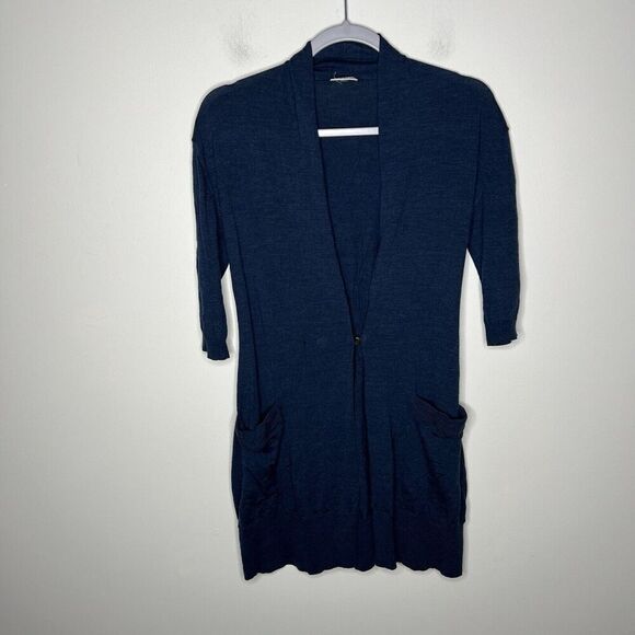 Akris Punto Wool Cardigan Sweater Womens Size 10 Pockets Snap Closure *Holes* - Picture 14 of 16